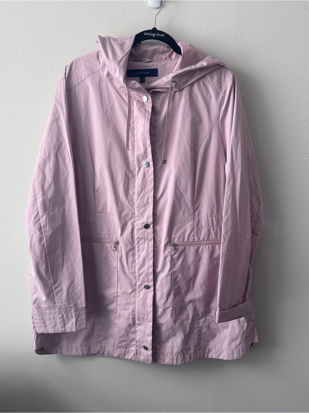 Cole Haan Pale Pink Hooded Anorak Rain Jacket - Picture 5 of 7